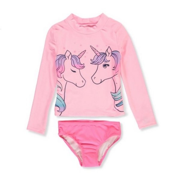 NWT 12 o 14 carters 2p unicorn rashguard swim suit